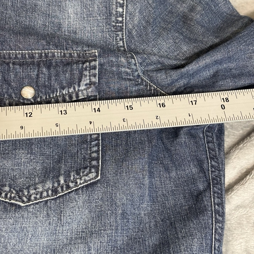 J.Crew Women Long Sleeve Slim Denim Snap Button-Up Jacket Blue Size 4 Pearl Snap - Picture 8 of 8